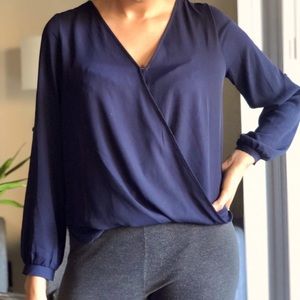 Blue criss cross top